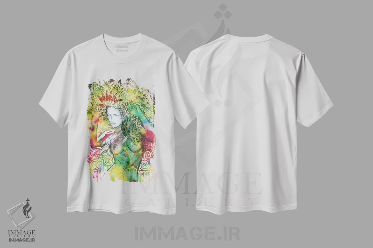 تیشرت سفید طرح دار جست وخیز روی چمن، هنر فاخر معاصر اثر گرائیم استیونسون | فروشگاه ایماژ