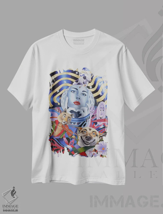 تیشرت سفید طرح دار هی دودل، هنر فاخر معاصر اثر گرائیم استیونسون | فروشگاه ایماژ