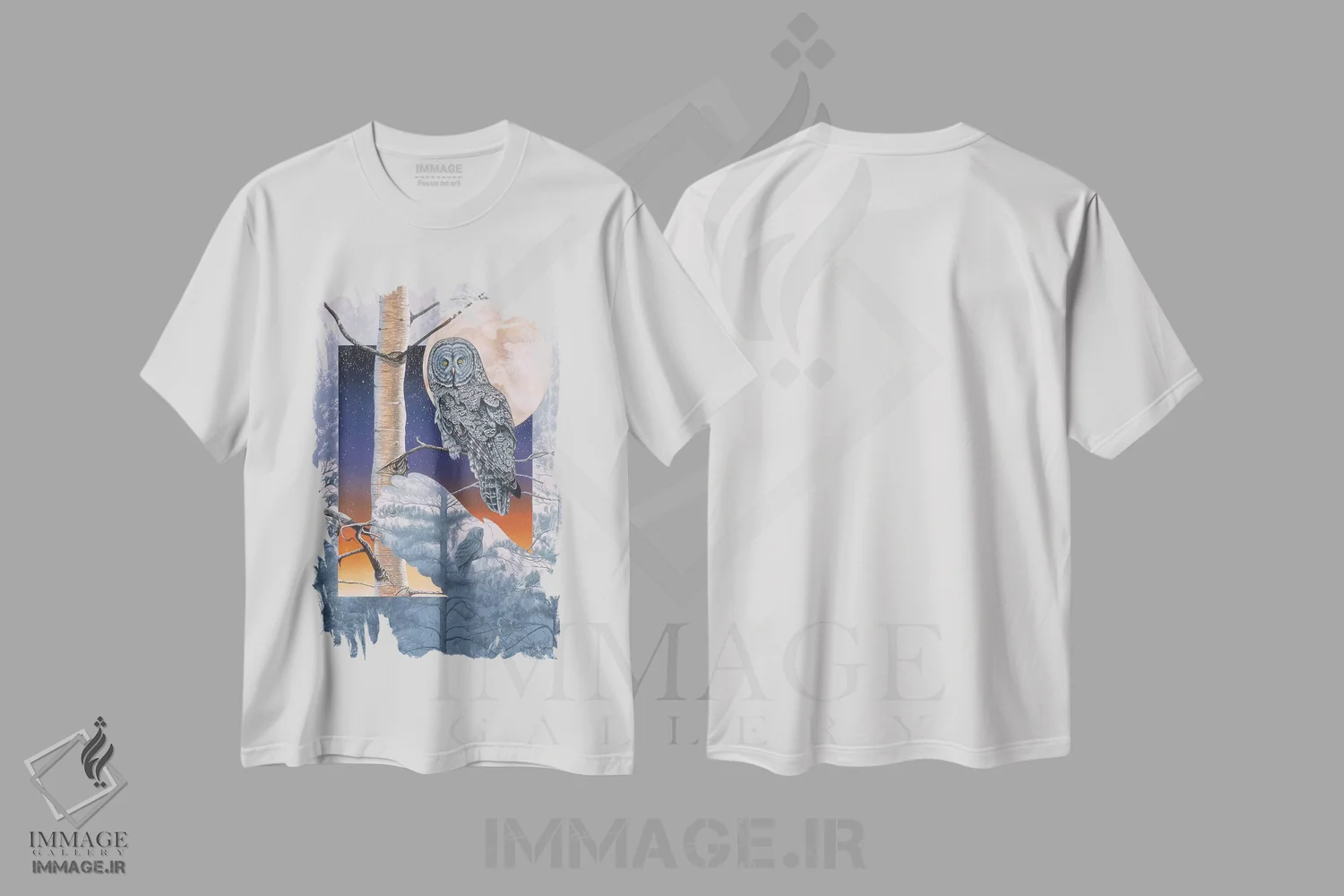 تیشرت سفید طرح دار مه های خاکستری، هنر فاخر معاصر اثر گرائیم استیونسون | immage.ir