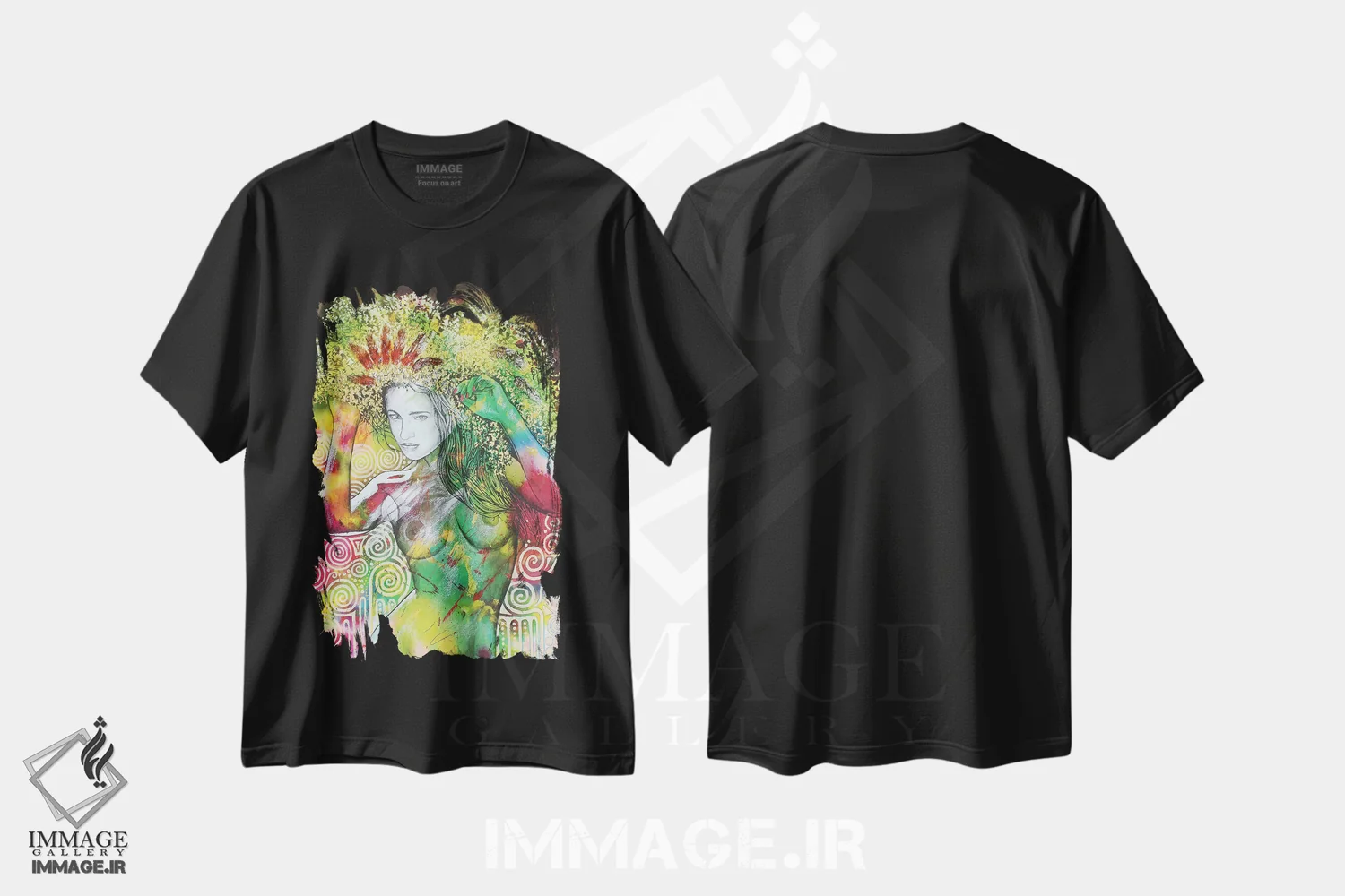تیشرت مشکی طرح دار جست وخیز روی چمن، هنر فاخر معاصر اثر گرائیم استیونسون | immage.ir