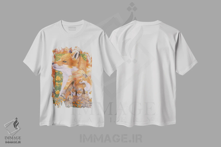 تیشرت سفید طرح دار روباه ها، هنر فاخر معاصر اثر گرائیم استیونسون | immage.ir