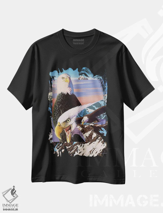 تیشرت مشکی طرح دار عقاب های فریادزننده، هنر فاخر معاصر اثر گرائیم استیونسون | immage.ir