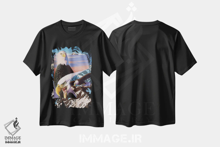تیشرت مشکی طرح دار عقاب های فریادزننده، هنر فاخر معاصر اثر گرائیم استیونسون | immage.ir