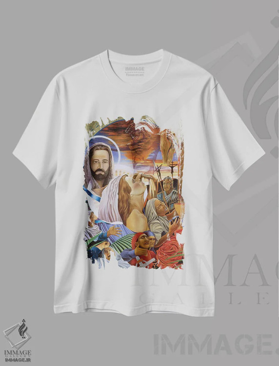 تیشرت سفید طرح دار اندوه دو، هنر فاخر معاصر اثر گرائیم استیونسون | immage.ir