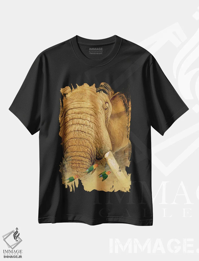 تیشرت مشکی طرح دار گاو نر، هنر فاخر معاصر اثر گرائیم استیونسون | فروشگاه ایماژ