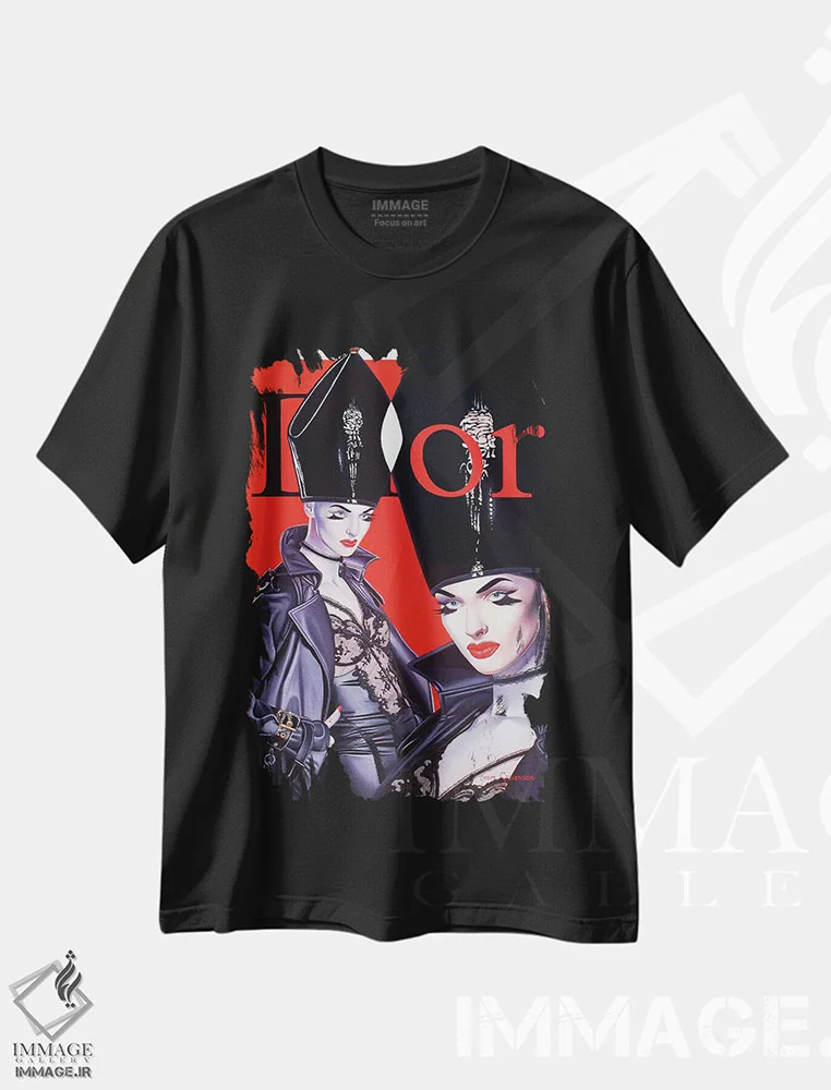 تیشرت مشکی طرح دار گوشه درست، هنر فاخر معاصر اثر گرائیم استیونسون | فروشگاه ایماژ