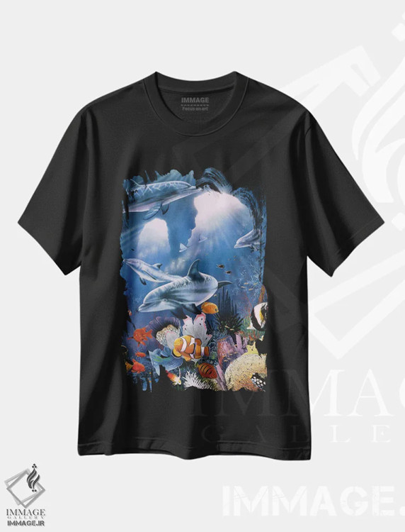 تیشرت مشکی طرح دار گرگ ومیش، هنر فاخر معاصر اثر گرائیم استیونسون | فروشگاه ایماژ