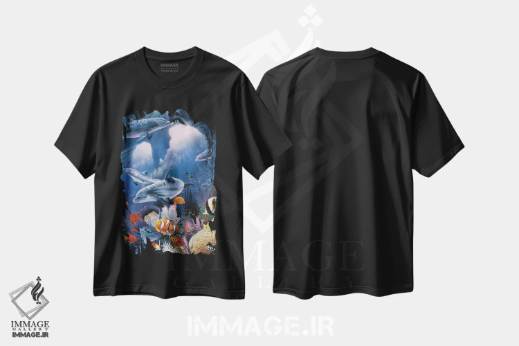 تیشرت مشکی طرح دار گرگ ومیش، هنر فاخر معاصر اثر گرائیم استیونسون | فروشگاه ایماژ