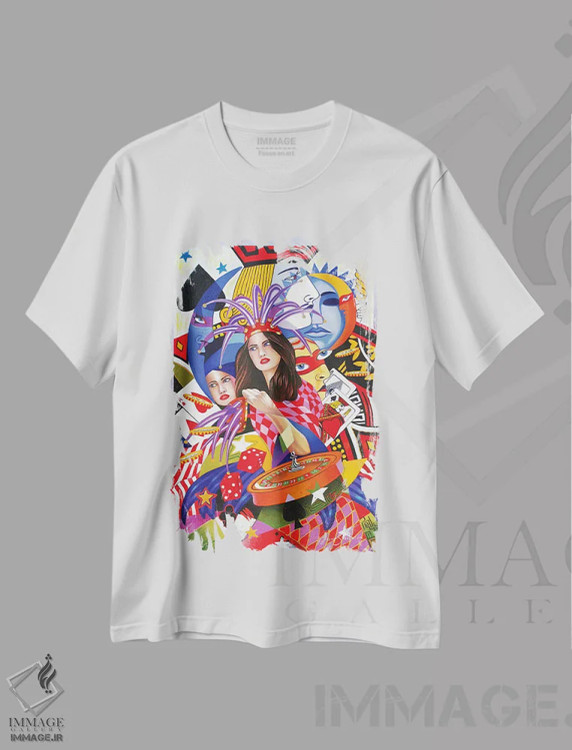 تیشرت سفید طرح دار زنده باد لاس وگاس ۲، هنر فاخر معاصر اثر گرائیم استیونسون | immage.ir