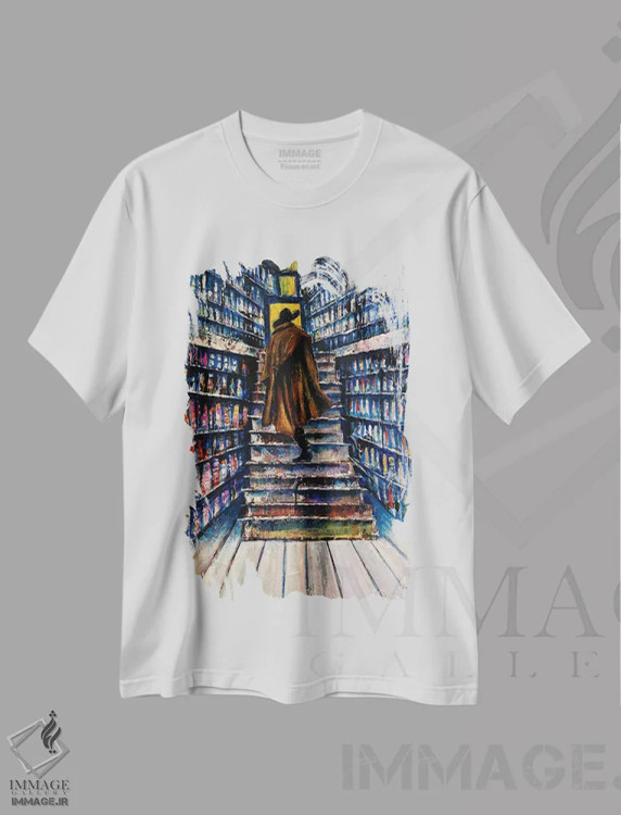 تیشرت سفید طرح دار دوما، دکوراسیون جایگزین اثر دیوید گیستا | فروشگاه ایماژ