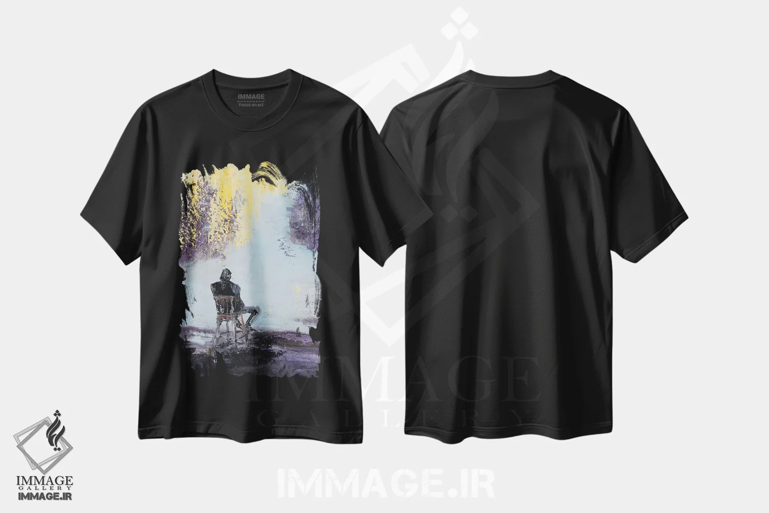 تیشرت مشکی طرح دار تأمل، دکوراسیون جایگزین اثر دیوید گیستا | فروشگاه ایماژ
