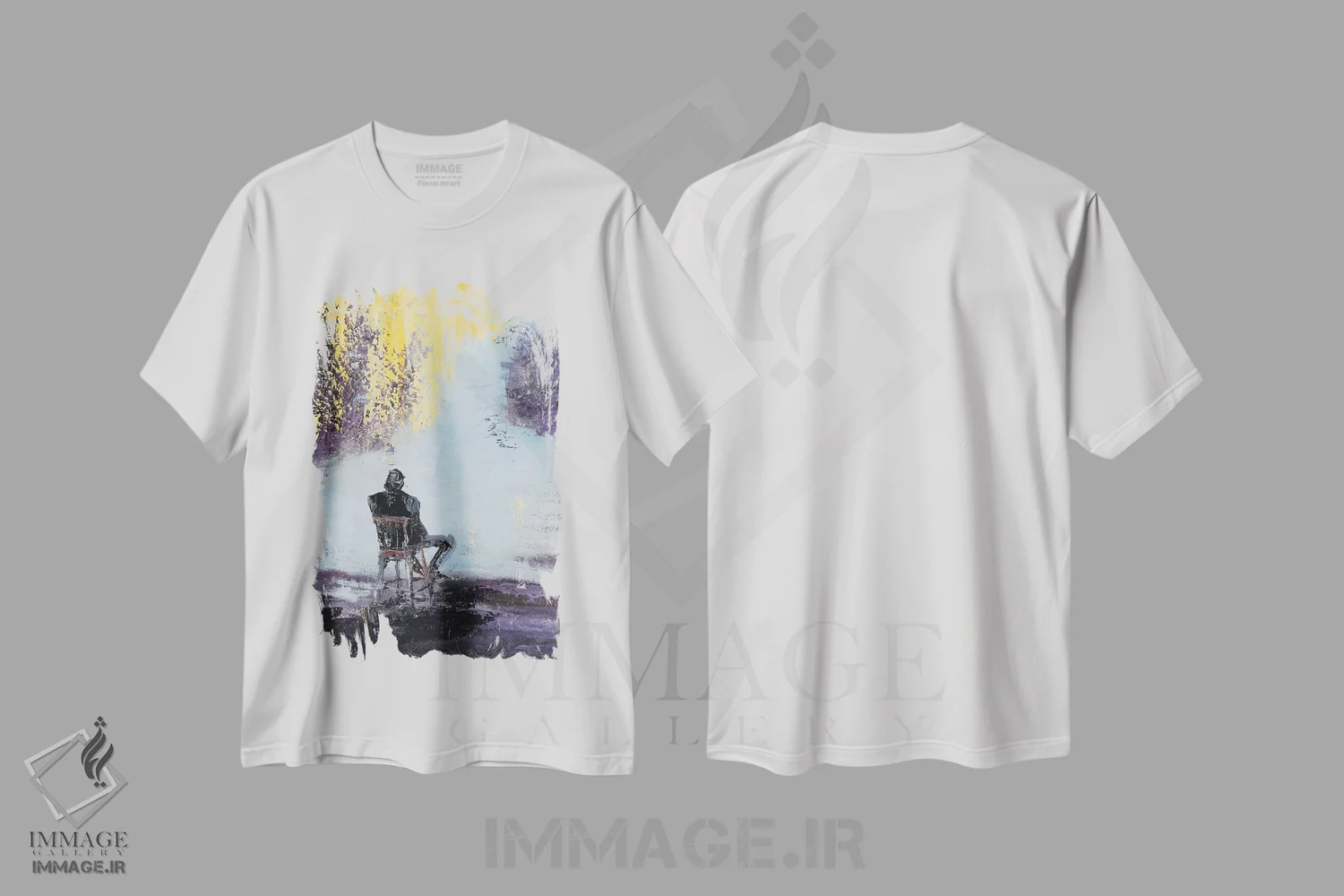 تیشرت سفید طرح دار تأمل، دکوراسیون جایگزین اثر دیوید گیستا | immage.ir