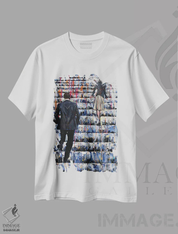 تیشرت سفید طرح دار ناز و عشوه، هنر فاخر معاصر اثر دیوید گیستا | immage.ir