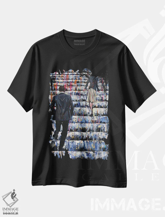 تیشرت مشکی طرح دار ناز و عشوه، هنر فاخر معاصر اثر دیوید گیستا | فروشگاه ایماژ
