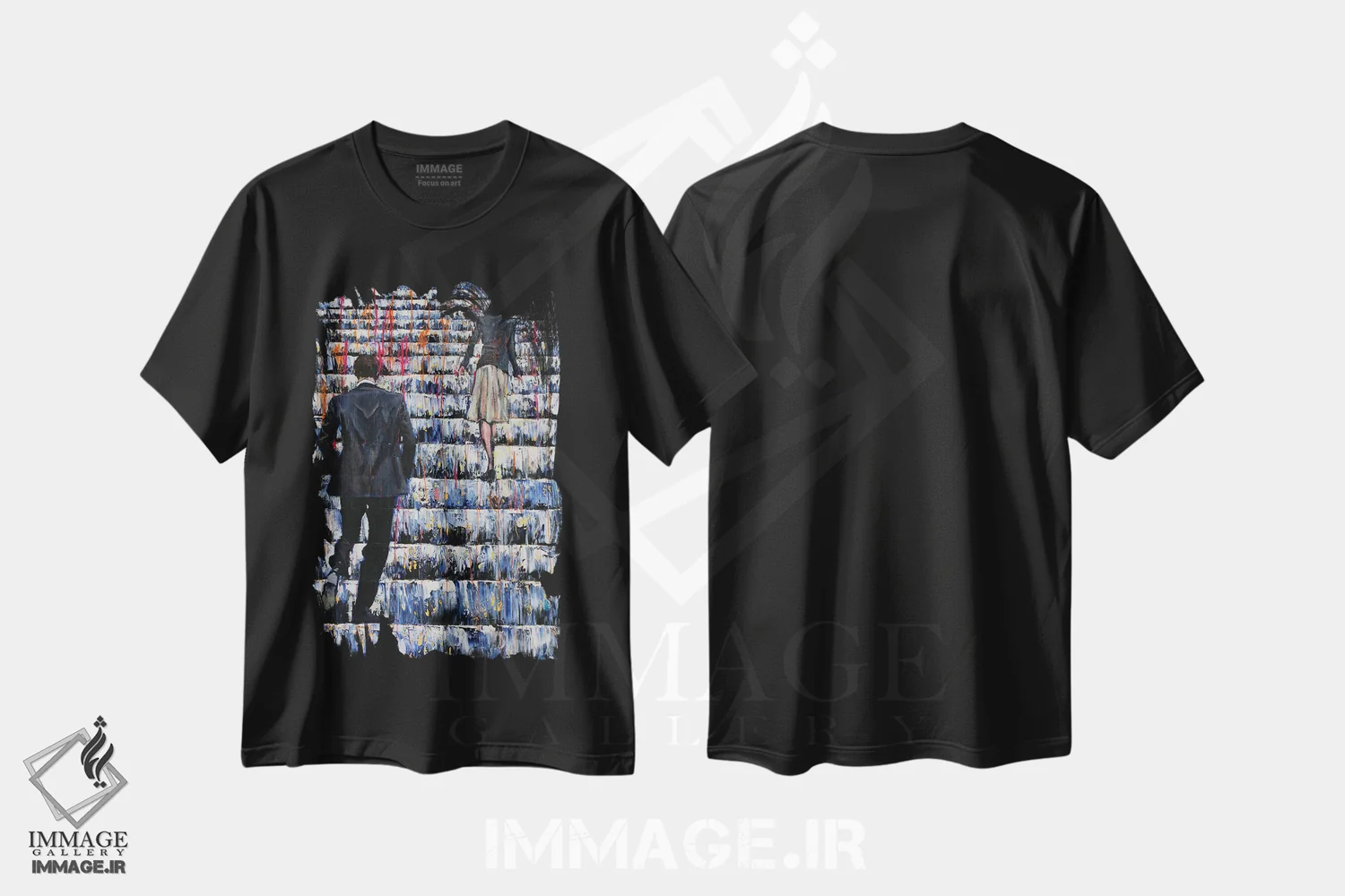 تیشرت مشکی طرح دار ناز و عشوه، هنر فاخر معاصر اثر دیوید گیستا | فروشگاه ایماژ