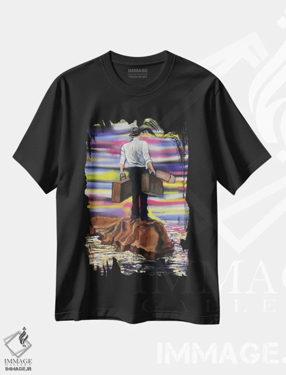 تیشرت مشکی طرح دار جزیره نشین، دکوراسیون جایگزین اثر دیوید گیستا | immage.ir