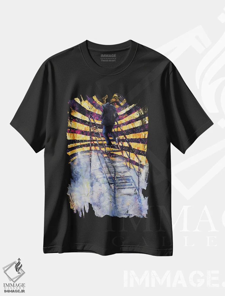 تیشرت مشکی طرح دار بی خروجی، دکوراسیون جایگزین اثر دیوید گیستا | فروشگاه ایماژ