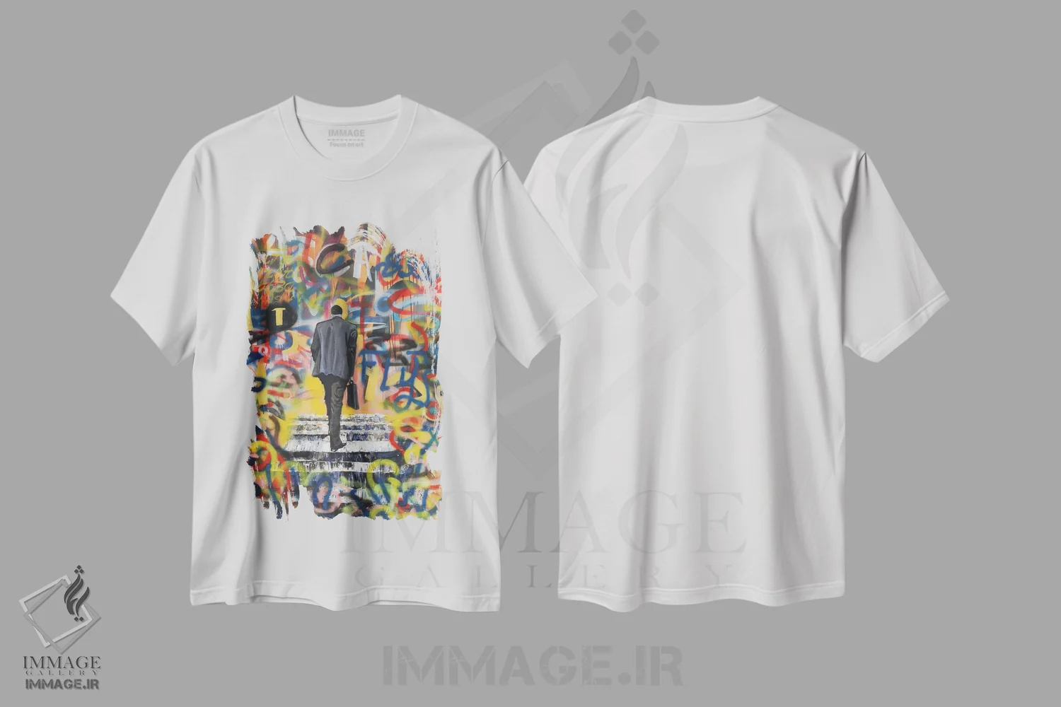تیشرت سفید طرح دار جاده های انقلابی، دکوراسیون جایگزین اثر دیوید گیستا | فروشگاه ایماژ