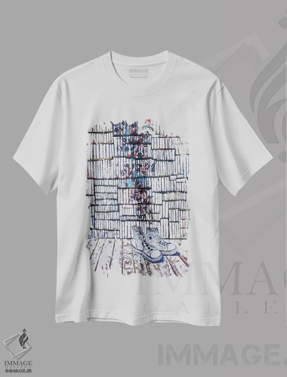 تیشرت سفید طرح دار سفیدها، دکوراسیون جایگزین اثر دیوید گیستا | فروشگاه ایماژ