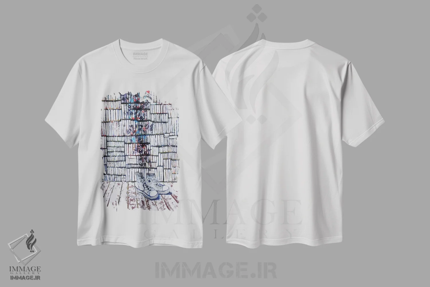 تیشرت سفید طرح دار سفیدها، دکوراسیون جایگزین اثر دیوید گیستا | فروشگاه ایماژ