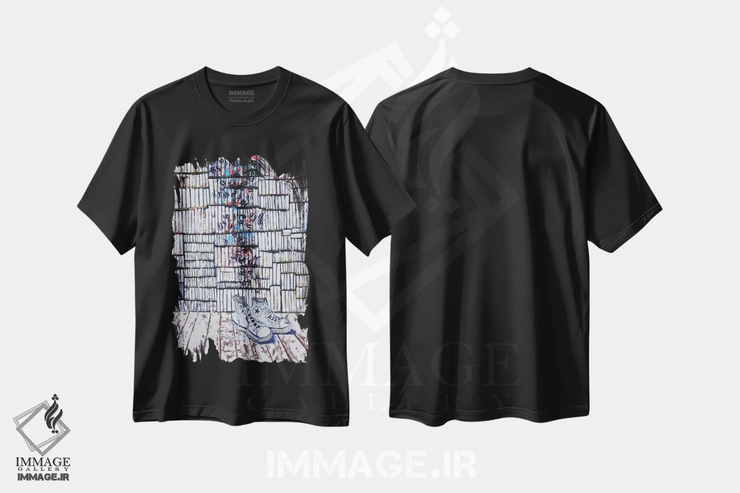 تیشرت مشکی طرح دار سفیدها، دکوراسیون جایگزین اثر دیوید گیستا | immage.ir