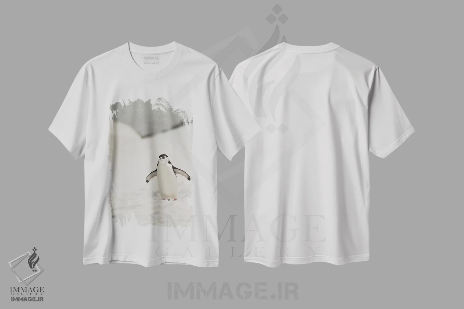 تیشرت سفید طرح دار Chinstrap, Penguin,جنوبگان، پنگوئن چانه بند، مدیوم اثر جورج تئودور | فروشگاه ایماژ