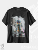 تیشرت مشکی طرح دار گاندام، جاردینی ریالی، هنر دیجیتال اثر آندریا گاتی | immage.ir