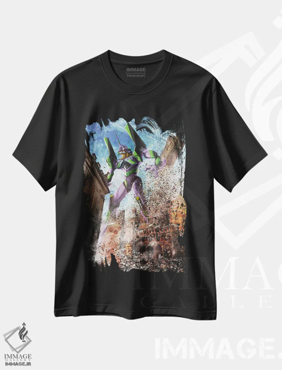 تیشرت مشکی طرح دار برج های سبز ایوا-۰۱، هنر دیجیتال اثر آندریا گاتی | فروشگاه ایماژ