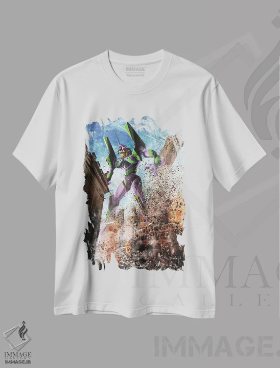 تیشرت سفید طرح دار برج های سبز ایوا-۰۱، هنر دیجیتال اثر آندریا گاتی | immage.ir
