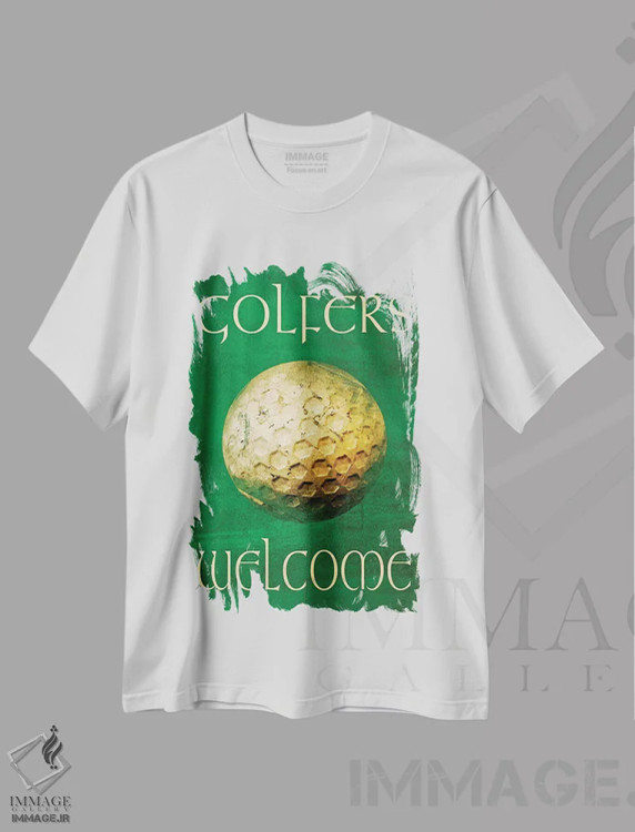 تیشرت سفید طرح دار گلف بازان خوش آمدید، تزئینی اثر گرافیتی استودیوها | فروشگاه ایماژ