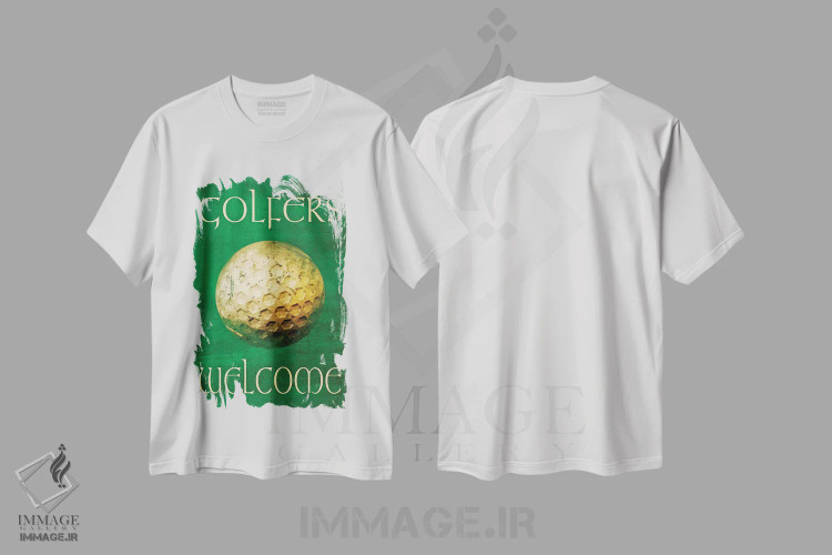 تیشرت سفید طرح دار گلف بازان خوش آمدید، تزئینی اثر گرافیتی استودیوها | فروشگاه ایماژ