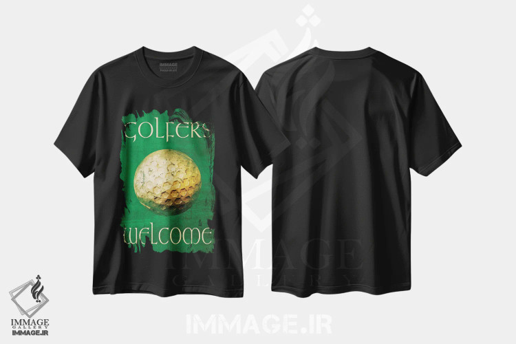 تیشرت مشکی طرح دار گلف بازان خوش آمدید، تزئینی اثر گرافیتی استودیوها | immage.ir