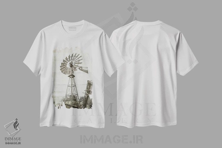 تیشرت سفید طرح دار پمپ آب بادی، دکور آمریکایی اثر گرافیتی استودیوها | فروشگاه ایماژ