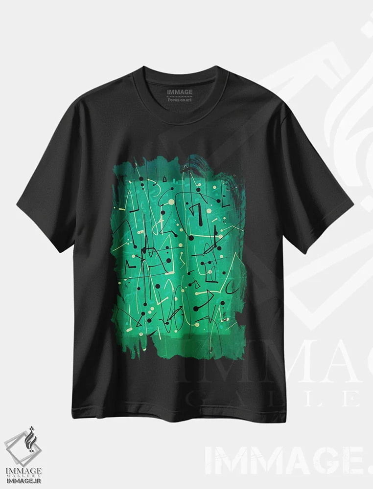 تیشرت مشکی طرح دار سرنخ ها ۳ اثر گییرمو آریسمندی | فروشگاه ایماژ