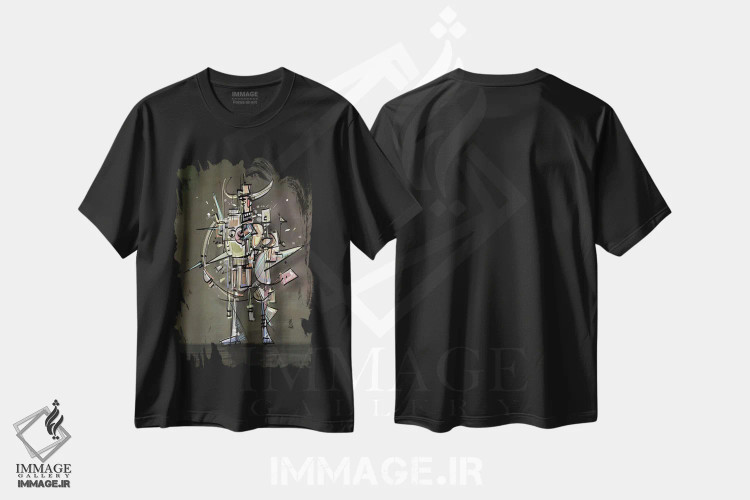 تیشرت مشکی طرح دار نوازنده ۴ اثر گییرمو آریسمندی | فروشگاه ایماژ