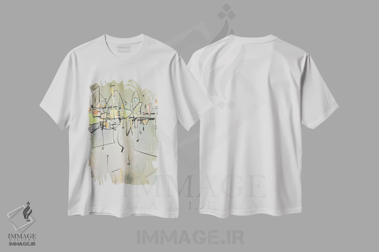 تیشرت سفید طرح دار سراب اثر گییرمو آریسمندی | فروشگاه ایماژ