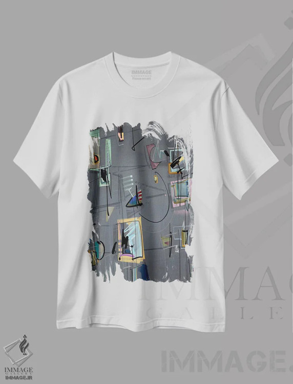 تیشرت سفید طرح دار شهر لوله کشی اثر گییرمو آریسمندی | فروشگاه ایماژ