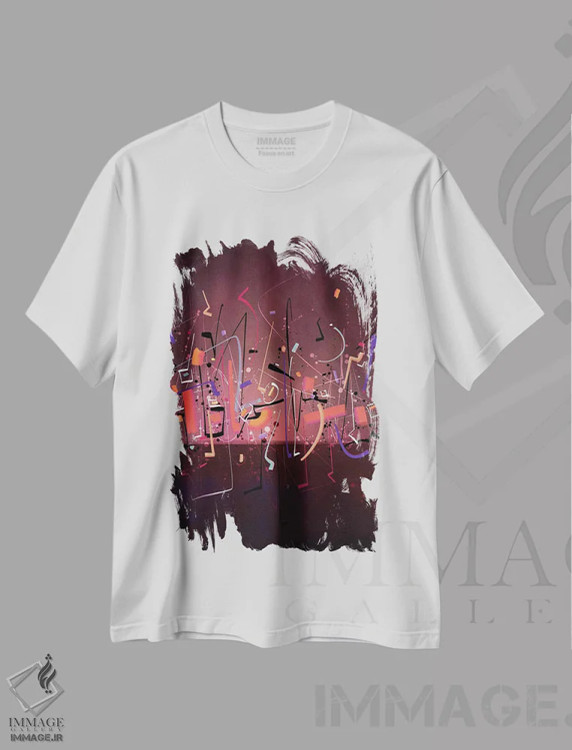 تیشرت سفید طرح دار دسته قرمز اثر گییرمو آریسمندی | فروشگاه ایماژ
