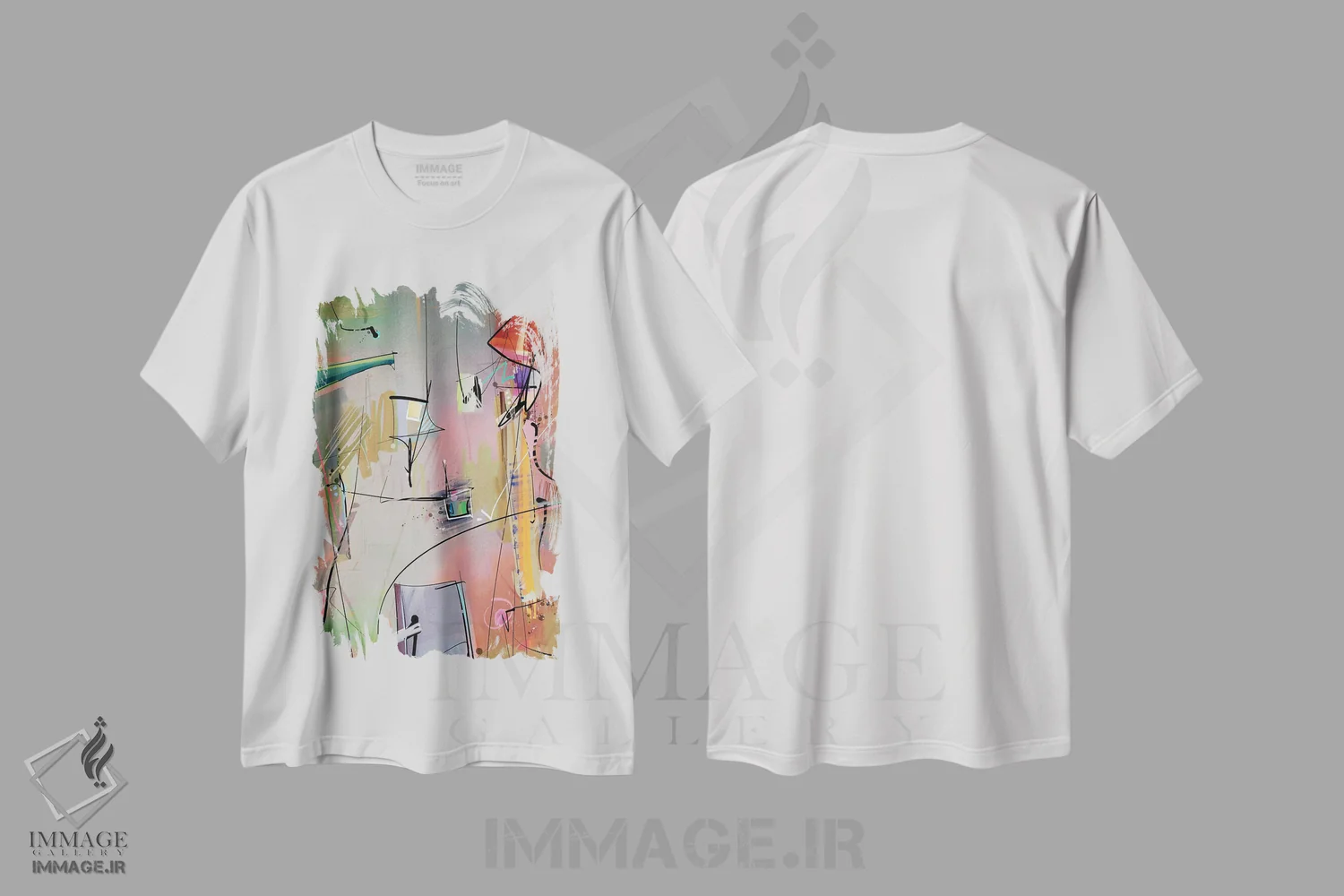 تیشرت سفید طرح دار معلق ۱ اثر گییرمو آریسمندی | immage.ir