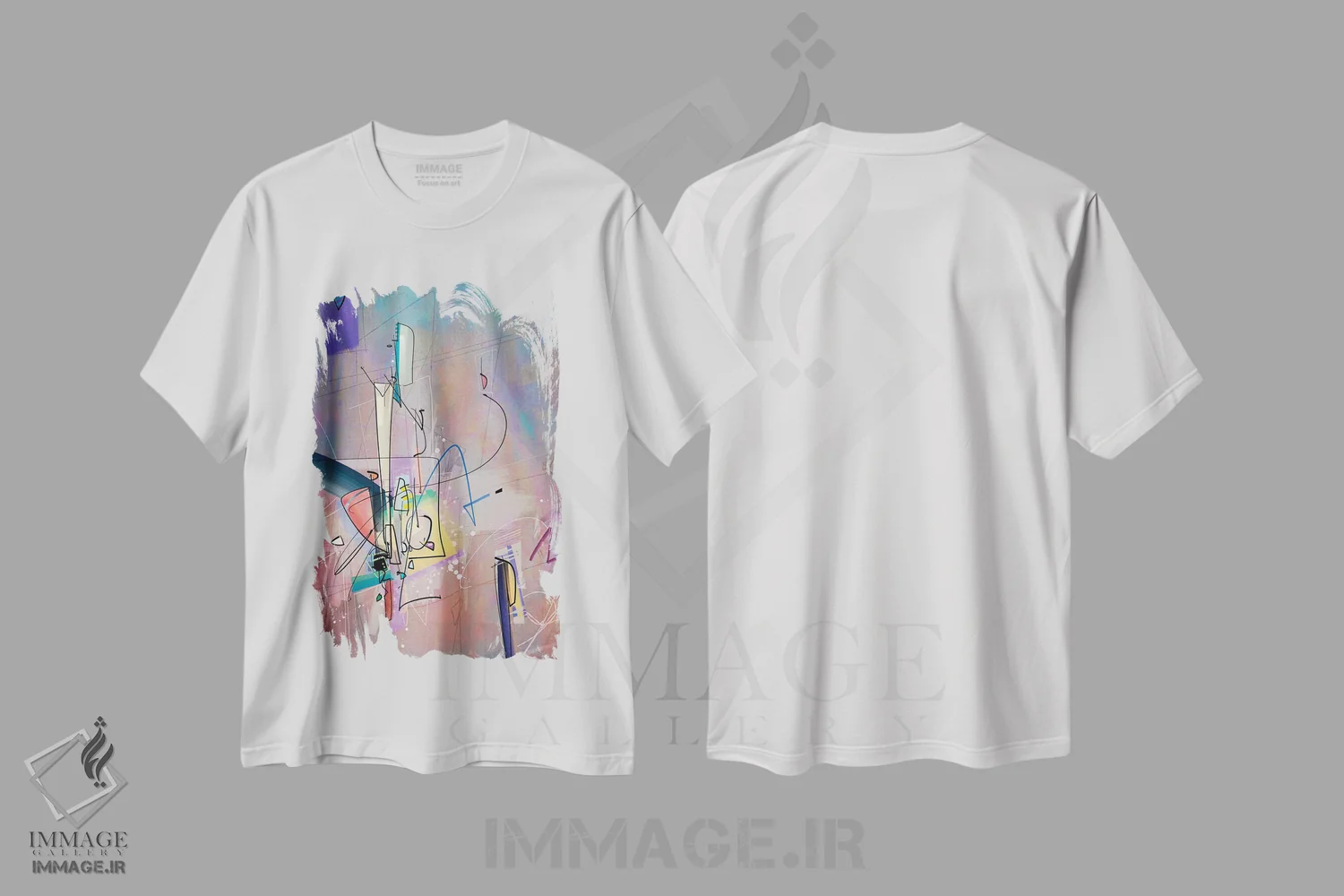 تیشرت سفید طرح دار بیومکانیکی ۱ اثر گییرمو آریسمندی | فروشگاه ایماژ