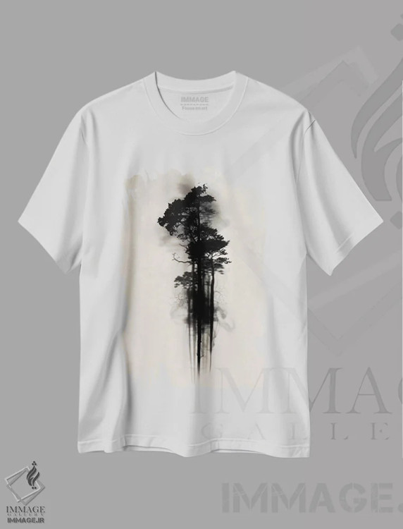تیشرت سفید طرح دار جنگل افسون شده، هنر دیجیتال اثر نیکلاس گوستافسون | فروشگاه ایماژ