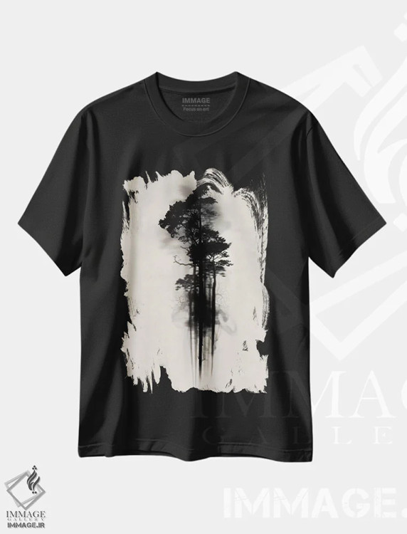 تیشرت مشکی طرح دار جنگل افسون شده، هنر دیجیتال اثر نیکلاس گوستافسون | immage.ir