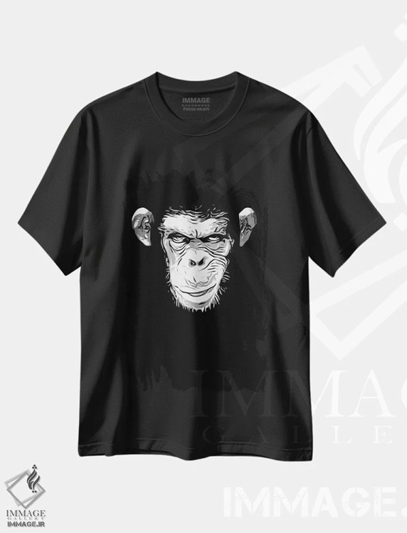 تیشرت مشکی طرح دار میمون شیطانی، هنر دیجیتال اثر نیکلاس گوستافسون | فروشگاه ایماژ