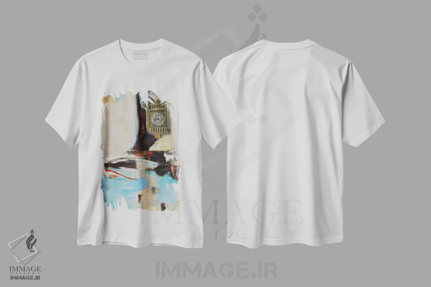 تیشرت سفید طرح دار بیگ بن ۱، آبستره اثر گابریلا ویارریل | فروشگاه ایماژ