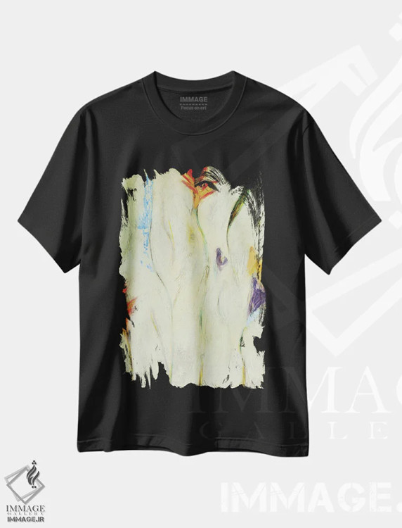 تیشرت مشکی طرح دار گل ۳، آبستره اثر گابریلا ویارریل | فروشگاه ایماژ