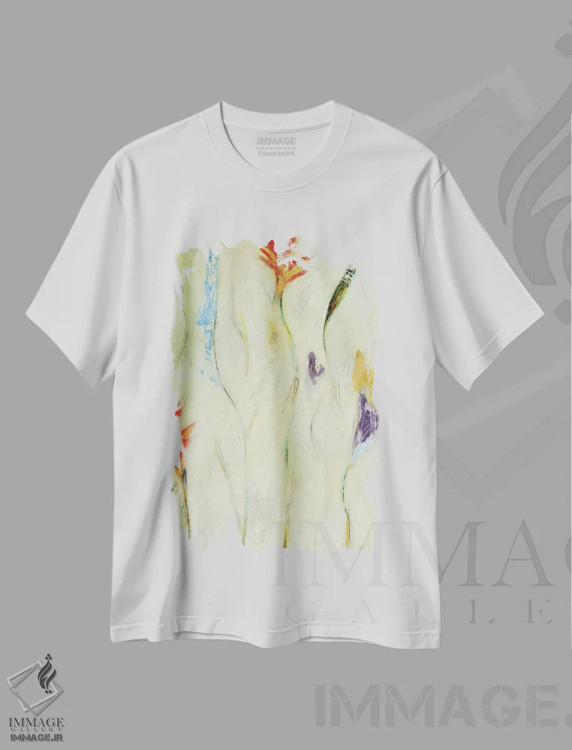 تیشرت سفید طرح دار گل ۳، آبستره اثر گابریلا ویارریل | immage.ir