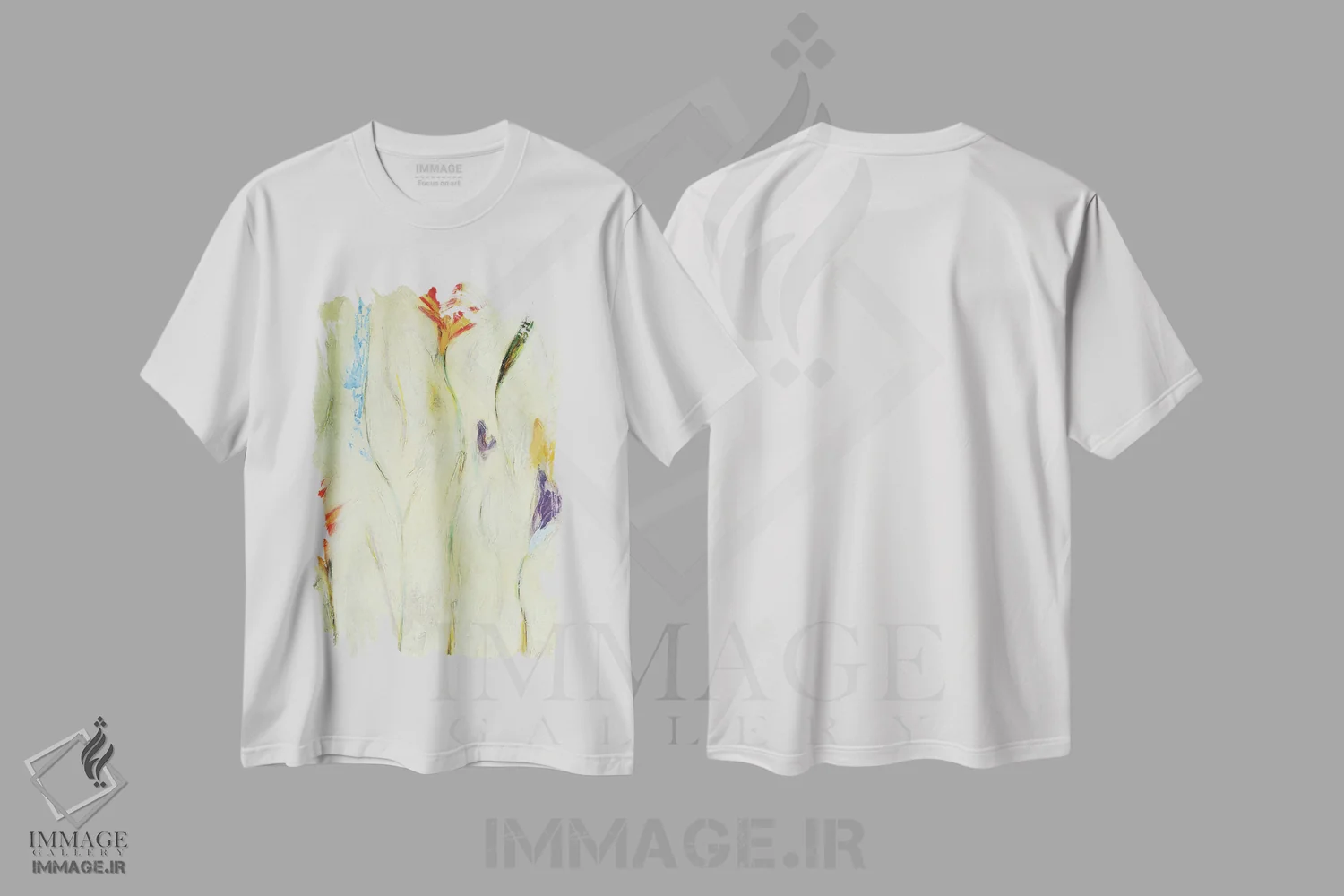 تیشرت سفید طرح دار گل ۳، آبستره اثر گابریلا ویارریل | immage.ir