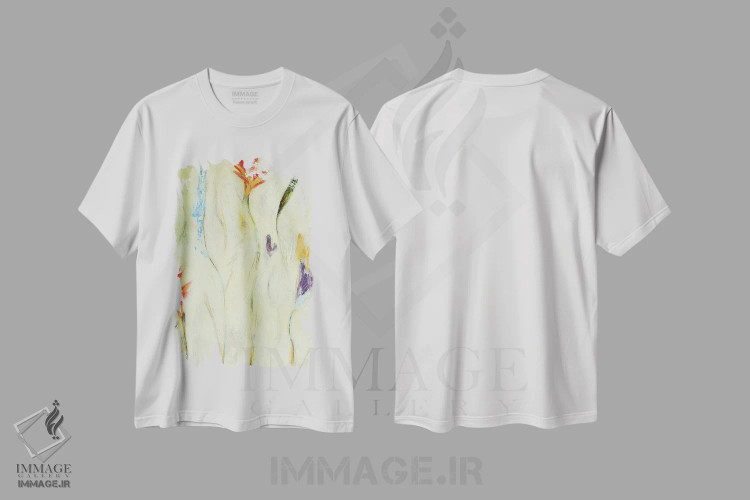 تیشرت سفید طرح دار گل ۳، آبستره اثر گابریلا ویارریل | immage.ir