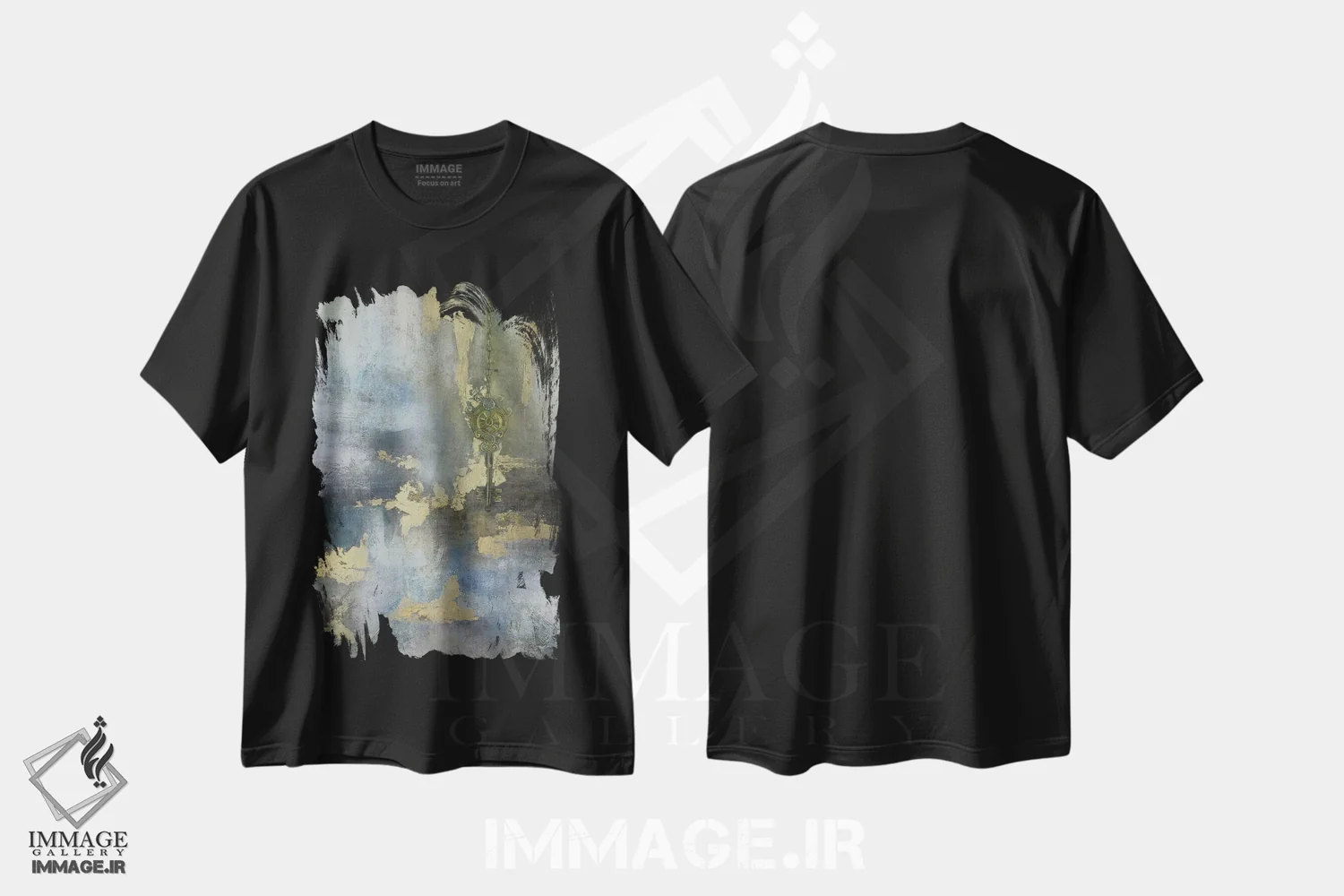 تیشرت مشکی طرح دار کلیدهای موفقیت ۱، آبستره اثر گابریلا ویارریل | immage.ir