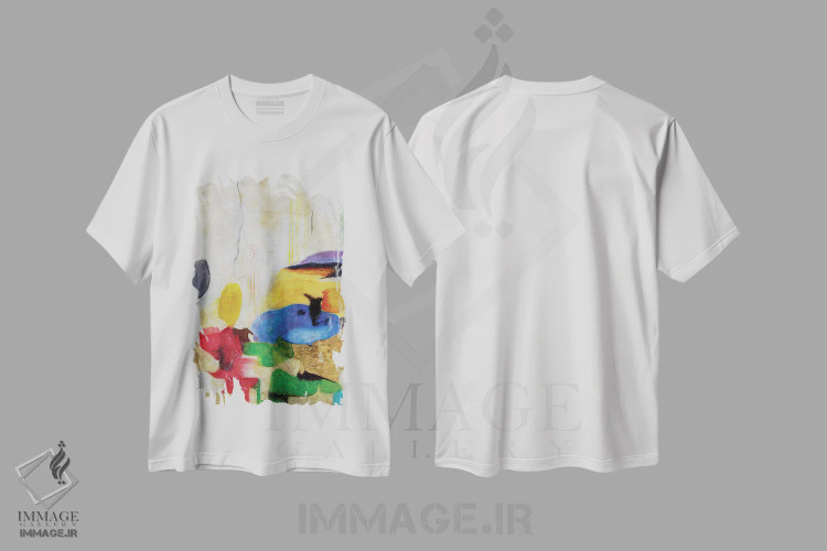 تیشرت سفید طرح دار تابستان انتزاعی ۲ اثر گابریلا ویارریل | فروشگاه ایماژ